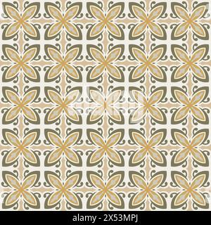 Vector tile pattern, Lisbon floral mosaic, Mediterranean seamless ornament. tile vector Stock Vector