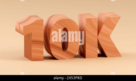 Luxury sign 10k with empty boxes online internet media blog followers 3D render illustration on red cubes Stock Photo