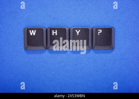 Close up of the keys of an old keyboard laptop creating why word Stock Photo
