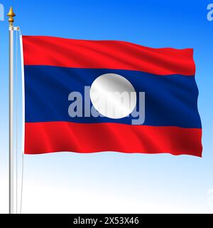 Laos official national waving flag, asiatic country, vector illustration Stock Vector