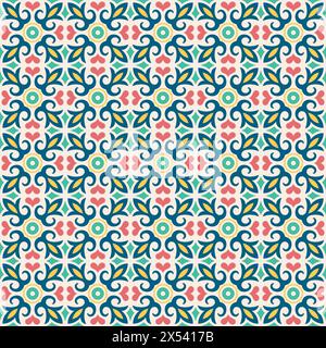 Vector Azulejo tile pattern, retro old tiles mosaic. tile vector Stock Vector
