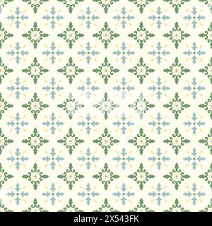Vector Azulejo tile pattern, retro old tiles mosaic, geometric seamless pattern Stock Vector