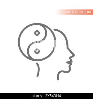 Yin and yang Zen mind line icon. Harmony and balance, meditation outline vector. Stock Vector