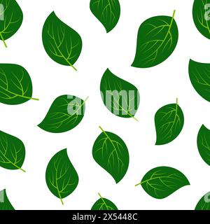 Seamless pattern with green summer leaves. Vector illustration. Stock Vector