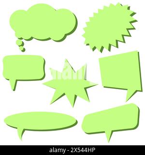 Set of light green speech bubbles without phrases on white background. Vector illustration. Stock Vector