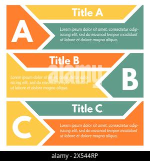 Set of three horizontal colorful options banners. Step by step infographic design template. Vector illustration Stock Vector