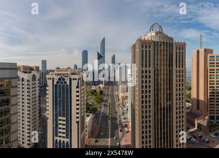 A picture of the Khalifa Bin Zayed Street in Downtown Abu Dhabi. Stock Photo