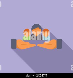 People group care icon flat vector. Safety person. Related support Stock Vector
