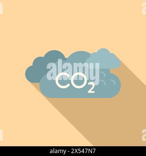 CO2 clouds icon flat vector. Smog reduction. Gas exhaust dioxide Stock Vector