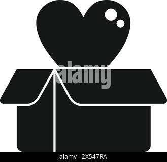 Donation heart box icon simple vector. Charity support. Social love share Stock Vector