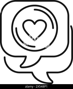 Lovely chat icon outline vector. Love message. Online social speech Stock Vector