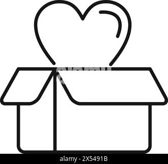 Donation heart box icon outline vector. Charity support. Social love share Stock Vector
