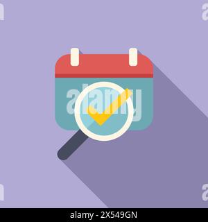 Duration calendar icon flat vector. Approved event. Element overtime Stock Vector