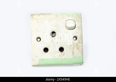 old switch, Old wall power switch dirty switch board and box. Old Jack Stock Photo