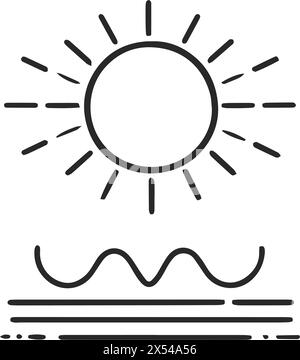 Sun Over Sea Waves Illustration Stock Vector