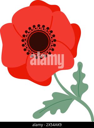 Remembrance Day poppy bunch memorial card template. Red poppy flower ...
