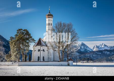 geography / travel, Germany, Bavaria, Schwangau, pilgrimage church St. Coloman, Schwangau, Allgaeu, ADDITIONAL-RIGHTS-CLEARANCE-INFO-NOT-AVAILABLE Stock Photo