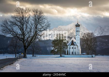 geography / travel, Germany, Bavaria, Schwangau, pilgrimage church St. Coloman, Schwangau, Allgaeu, ADDITIONAL-RIGHTS-CLEARANCE-INFO-NOT-AVAILABLE Stock Photo