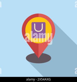 Store locator map pin icon flat vector. Near find point. Badge arrow Stock Vector