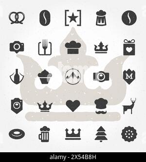 Retro Hand Drawn Logos Design Elements. Logos Icons, Logos Symbols, Vector Elements, Logo Objects, Signs and Symbols Vintage Logotypes, Business signs Stock Vector