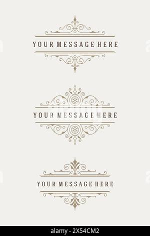 Vintage vector swirls ornaments decorations design elements and place for text. Flourishes calligraphic combinations retro design for Invitations, Pos Stock Vector