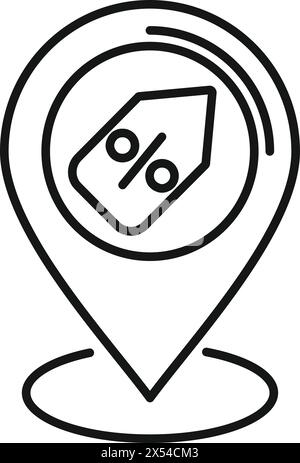 Sale tag location store icon outline vector. Commerce cart. Online route Stock Vector