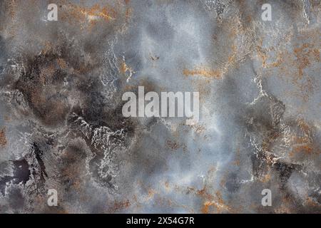 Whitish blue-gray nebulae in an abstract color cosmic pattern with brown, grey, black and beige hues. Stock Photo