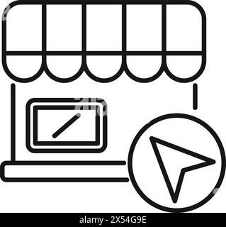 Location shop icon outline vector. Geo point street. Global market internet Stock Vector