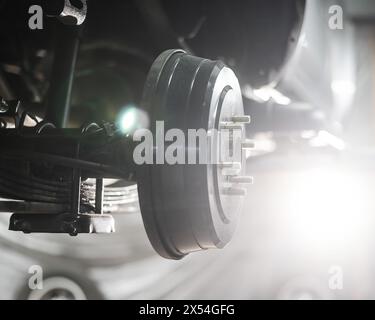 Close-up of a car's drum brakes. Stock Photo