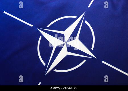 Flag of the military organization NATO (North Atlantic Treaty Organization) Stock Photo