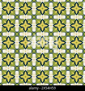 Traditional ornate portuguese decorative tiles azulejos. tile vintage background Stock Vector