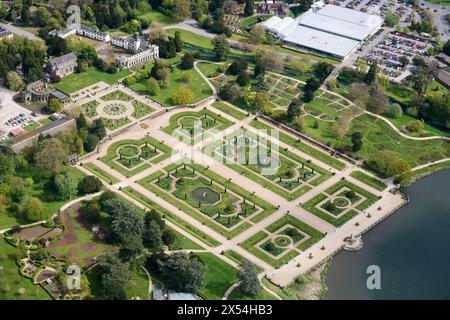 An aerial view of Trentham Gardens Stoke on Trent, north west England, UK Stock Photo