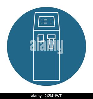 Ticket machine  in black line icon. Self service machine. Pictogram for web page, mobile app, promo. Stock Vector