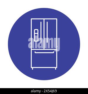 Smart refrigerator black line icon. Kitchen device. Household appliance. Outline pictogram for web page, mobile app, promo Stock Vector