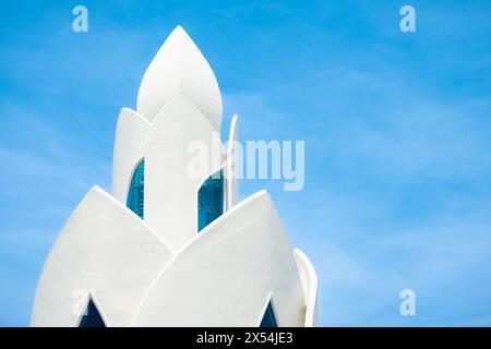 Tram Huong Tower Lotus tower, which is located in the centre of the city, is considered as the symbol of Nha Trang city. Travel photo, nobody, blue sk Stock Photo