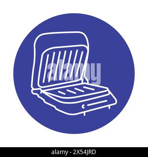 Electric grill color line icon. Kitchen device. Household appliance. Outline pictogram for web page, mobile app, promo Stock Vector