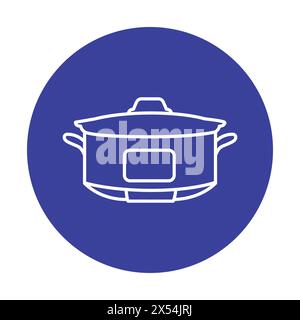 Slow cooker color line icon. Kitchen device. Household appliance. Outline pictogram for web page, mobile app, promo Stock Vector