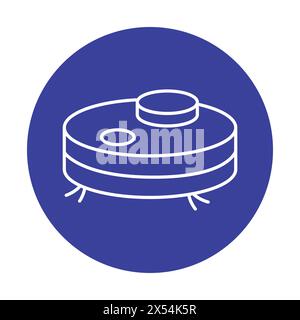 Robot vacuum cleaner color line icon. Household appliance. Outline pictogram for web page, mobile app, promo Stock Vector