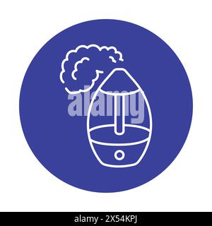Humidifier with steam black line icon. Household appliance. Outline pictogram for web page, mobile app, promo Stock Vector