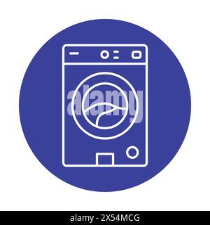 Washing machine black line icon. Household appliance. Outline pictogram for web page, mobile app, promo Stock Vector