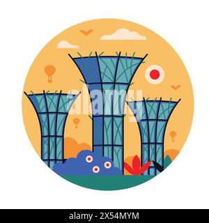 Singapore Gardens by the Bay Flat Circle Icon Stock Vector