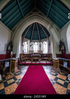 The image is of the interior of St John's Church at Tynwald Hill, the site of the original Manx Parliament Stock Photo