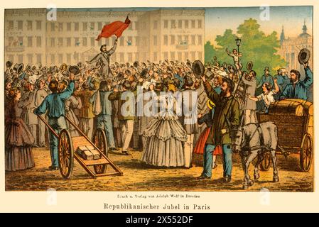 events, Franco-Prussian war, 1870-1871, Paris Commune, original text ' Republican cheering crowd in Paris ', ARTIST'S COPYRIGHT HAS NOT TO BE CLEARED Stock Photo
