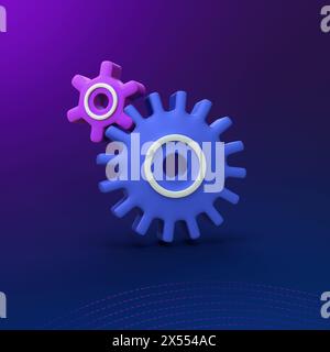 Machine wheels - stylized 3d CGI icon object Stock Photo