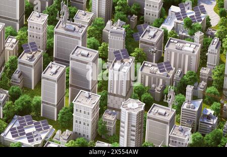 Isometric 3d green city background from above Stock Photo