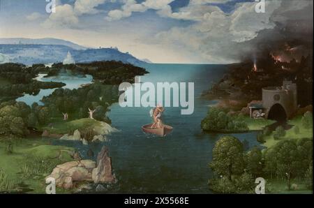 World landscape: Landscape with Charon Crossing the Styx, oil on panel, 64 × 103cm Prado, Madrid Joachim Patinir - Stock Photo