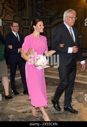 Stockholm, Sweden. 07th May, 2024. Crown Princess Victoria arrives at a luncheon at Stockholm City Hall in Stockholm, Sweden, on May 7, 2024. King Frederik X and Queen Mary of Denmark are on a State Visit to Sweden 6-7 May, 2024.Photo: Fredrik Sandberg/TT/Code 10080 Credit: TT News Agency/Alamy Live News Stock Photo