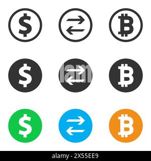 Bitcoin dollar swap icon. Vector illustration Stock Vector