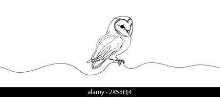 Online education owl one line graduation concept. E-learning training skill courses. vector illustration Stock Vector