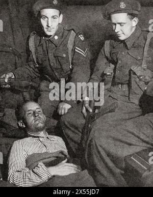 Lord Haw Haw just after his capture.  William Brooke Joyce, 1906 – 1946, nicknamed Lord Haw-Haw.  American-born fascist, Nazi propaganda broadcaster during the Second World War and member of Oswald Mosley's British Union of Fascists (BUF).  From The War in Pictures, Sixth Year. Stock Photo